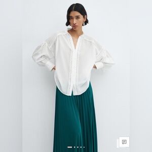 Mango Cotton Blouse with Openwork Detail. Zimmerman Feel